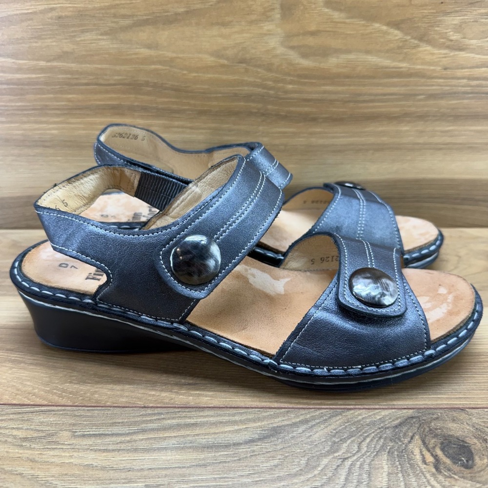 Finn Comfort Alanya Pewter Gray Sandals US 9.5 10 D UK 7 D Wedge Walking Travel